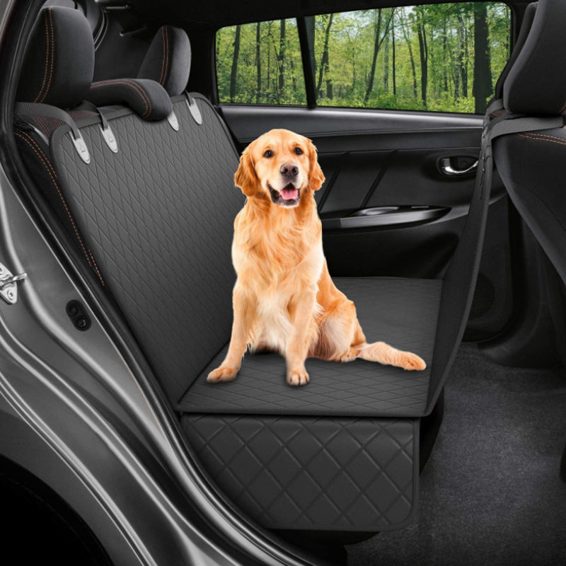 Stress-Free Pet Car Seat Cover: Waterproof Safety & Mesh View