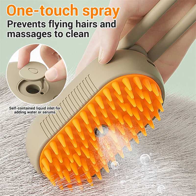 Steamy Pet Grooming Brush – Massage, Clean & Remove Fur