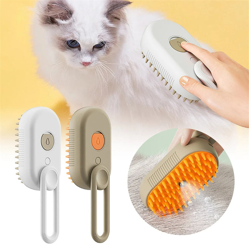 Steamy Pet Grooming Brush – Massage, Clean & Remove Fur