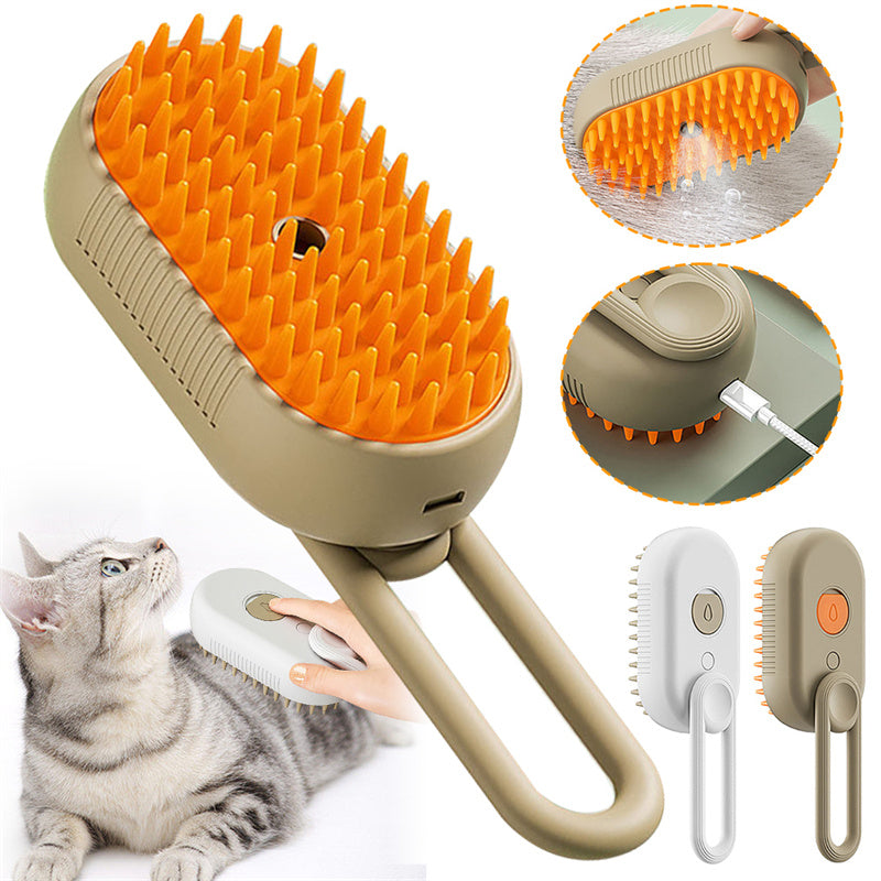 Steamy Pet Grooming Brush – Massage, Clean & Remove Fur