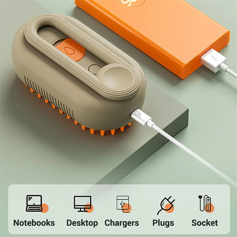 Steamy Pet Grooming Brush – Massage, Clean & Remove Fur